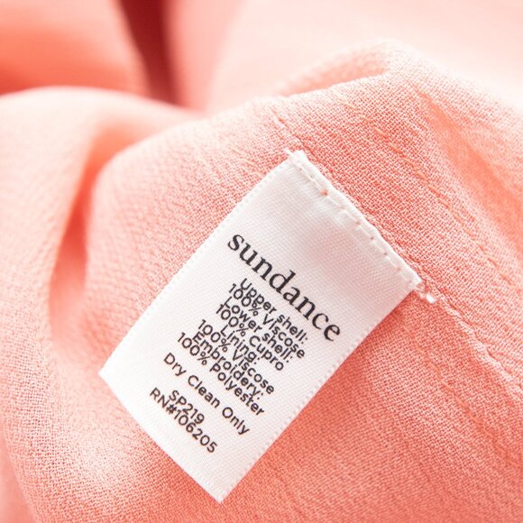 Sundance Rose Palace Embroidered Dress Sheath Midi Short Sleeve Pink White Small - Picture 4 of 5